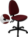 Mid-Back Burgundy Fabric Multi-Functional Task Chair with Adjustable Lumbar Support , #FF-0346-14