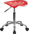 Vibrant Red Tractor Seat and Chrome Stool , #FF-0494-14