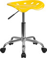 Vibrant Orange-Yellow Tractor Seat and Chrome Stool , #FF-0498-14