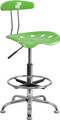 Vibrant Spicy Lime and Chrome Drafting Stool with Tractor Seat , #FF-0557-14
