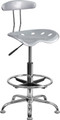 Vibrant Silver and Chrome Drafting Stool with Tractor Seat , #FF-0571-14