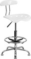 Vibrant White and Chrome Drafting Stool with Tractor Seat , #FF-0573-14