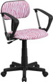 Pink and White Zebra Print Computer Chair with Arms , #FF-0384-14