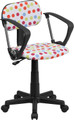 Multi-Colored Dot Printed Computer Chair with Arms , #FF-0390-14