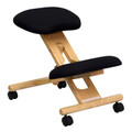 Mobile Wooden Ergonomic Kneeling Chair in Black Fabric , #FF-0434-14