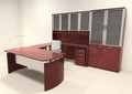 6pc Modern Contemporary U Shape Executive Office Desk Set, #RO-NAP-U8