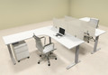 Two Persons L Shaped Power Adjustable Divider Workstation, #OF-CON-HP31