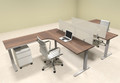 Two Persons L Shaped Power Adjustable Divider Workstation, #OF-CON-HP34