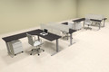 Four Persons L Shaped Power Adjustable Divider Workstation, #OF-CON-HP48