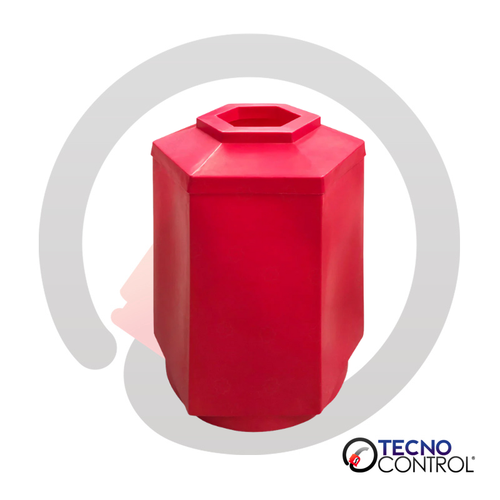 BOTE HEXAGONAL ROJO C/TAPA
