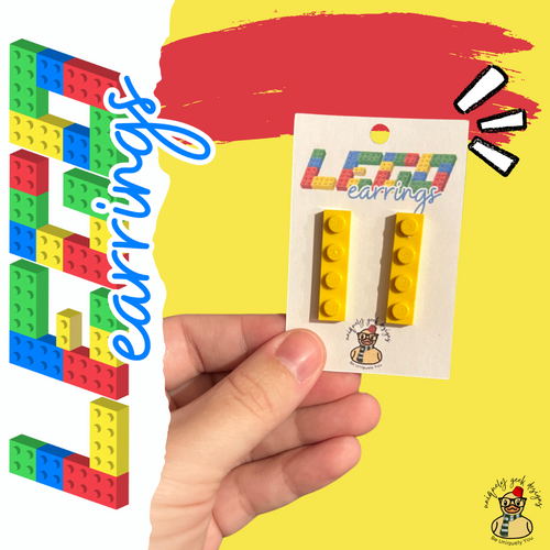 Yellow LEGO 1x4 Stud Dangle Earrings