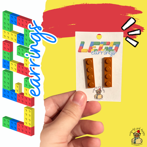 Rust LEGO 1x4 Stud Dangle Earrings