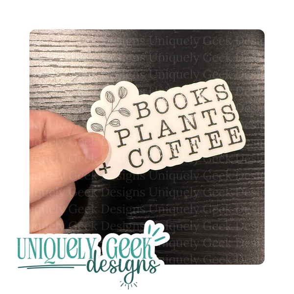 Books + Plants + Coffee Sticker