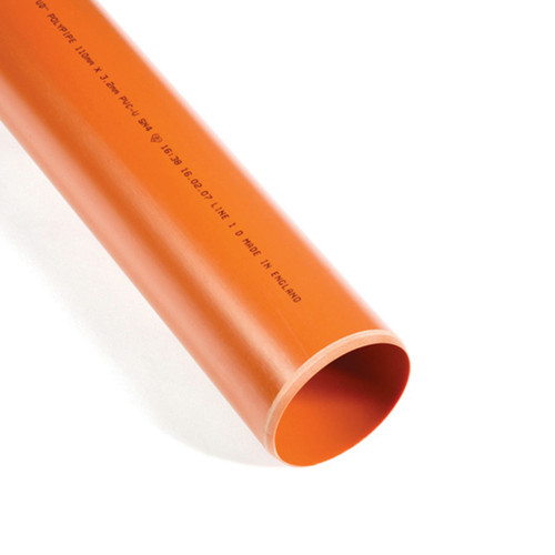 Polypipe U/G Drain Pipe, 160mm, 3m, Plain Ended