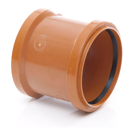 Polypipe U/G Drain, 110mm, Double Socket, Centre Stop