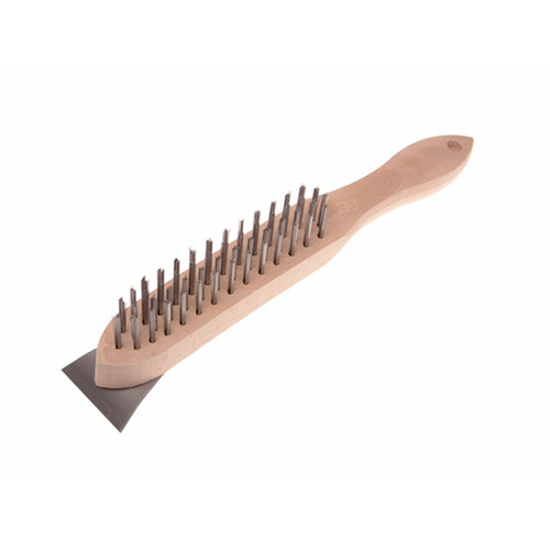 Faithfull Scratch Brush, Hardened Steel Bristles, Wood Handle, Preparatory Work