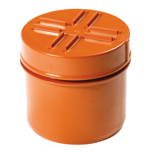Polypipe Underground Drain, 110mm, Screwed Access Plug & Cap