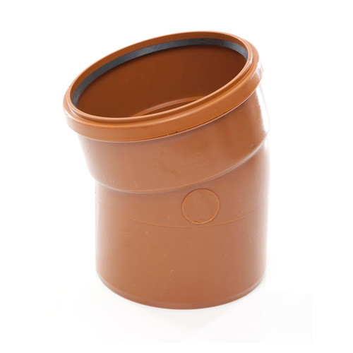 Polypipe U/G Drain, 160mm, Single Socket Bend, 15 Degree