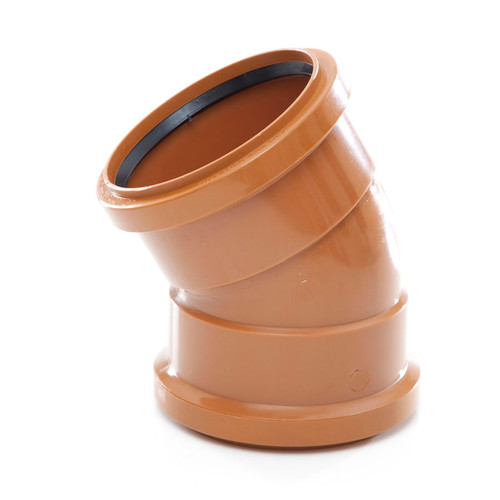 Polypipe U/G Drain, 110mm, Double Socket Bend, 45 Degree