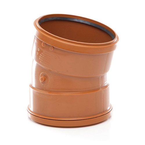 Polypipe U/G Drain, 160mm, Double Socket Bend, 15 Degree