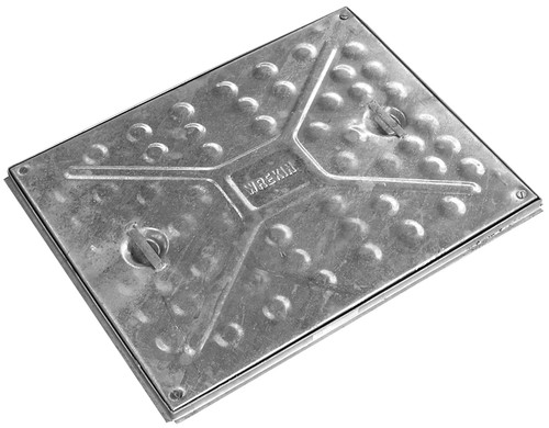 Manhole Cover, Galvanized, Poly Frame, Locked, Sealed, 600mm x 450mm, 5t
