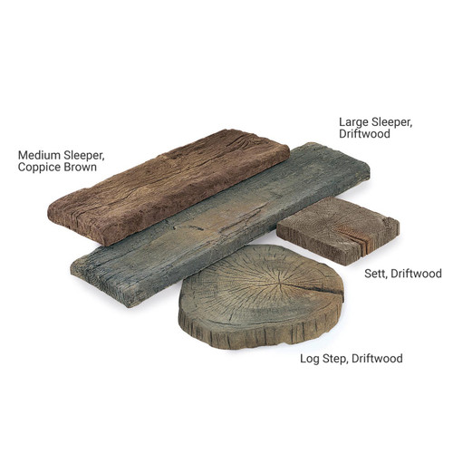 Stonemarket Timberstone Sleeper Effect Concrete Paving Slabs 900mm x 225mm x 50mm - Driftwood