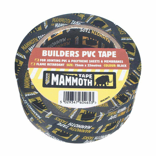 Everbuild Mammoth Builders Pvc Tape, Black, 75mm x 33m