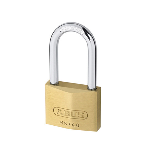 Abus Padlock, Brass, Long Shackle, 40mm Body Width, 62mm Height, 15mm Depth