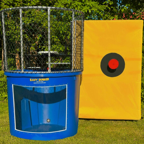 Towable, trailer-mounted dunk tank.