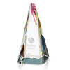 The unique twisted pyramid shape of this optical crystal award features long beveled sides that cast brilliant reflections. More than just an award, it's a piece of art.