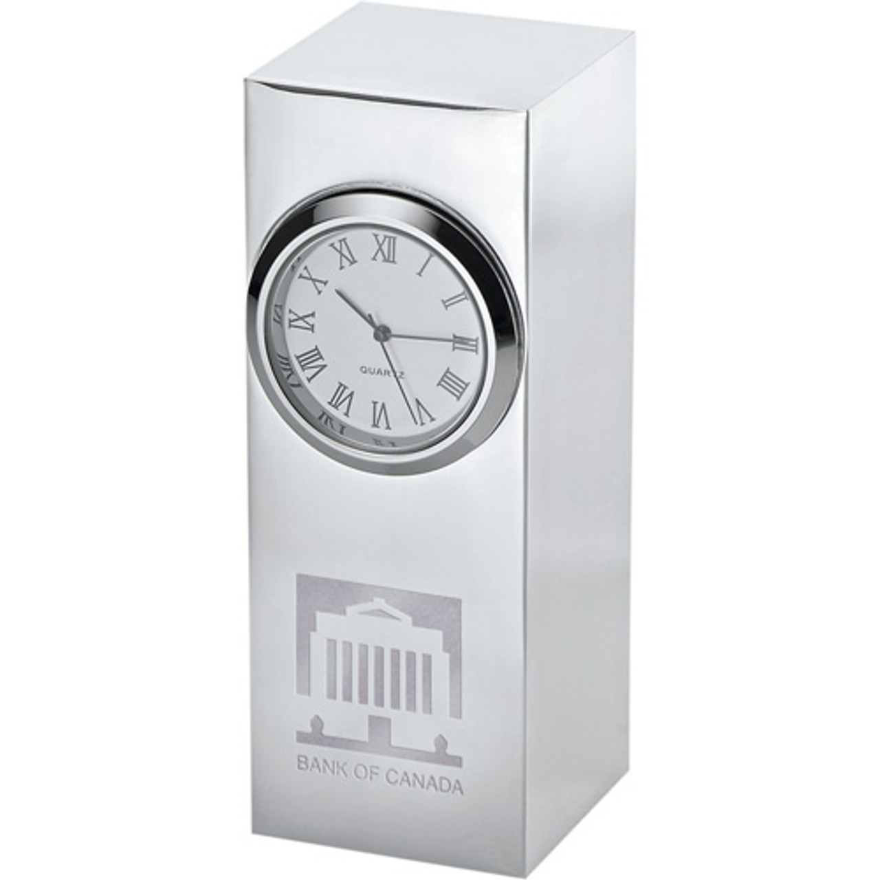 Radiance Silver Plated Column Clock - 1550-04