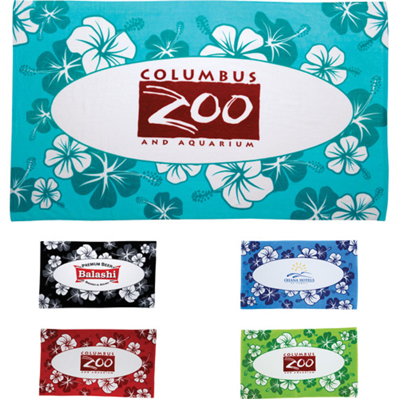 12lb./doz. Hibiscus Pattern Beach Towel - 2090-28