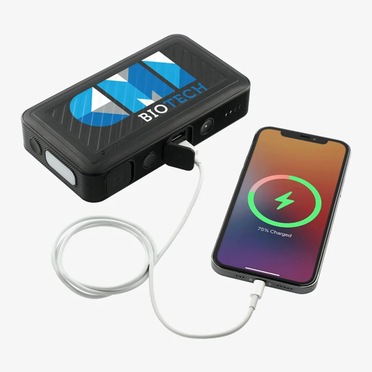 mophie® Powerstation Go Rugged Compact-Powerstation Go Rugged Compact has 8100 mAh/29.9Wh rechargeable lithium battery and works as a regular power bank with dual USB-A outputs and floodlight. 