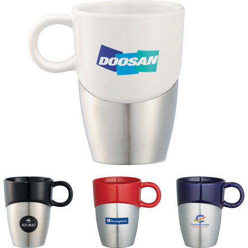 Double Dipper Ceramic Mug with Stainless Base 11oz - 1622-91
