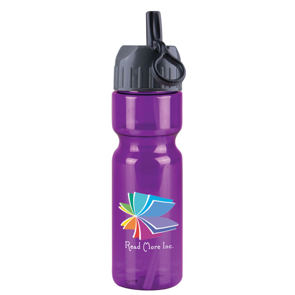 The Olympian -28 oz. Trans. Bottle-Flip Straw - DP - DPTB28A