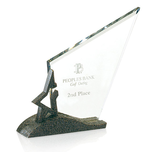 This award is part of our Evolucent collection and is unique in that it mixes a stonecast base with acrylic!