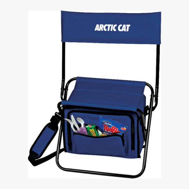 Folding Insulated 12-Can Cooler Chair-Blue-The Folding Insulated 12-Can Cooler Chair has PEVA insulation and a durable metal frame with a padded seat.
