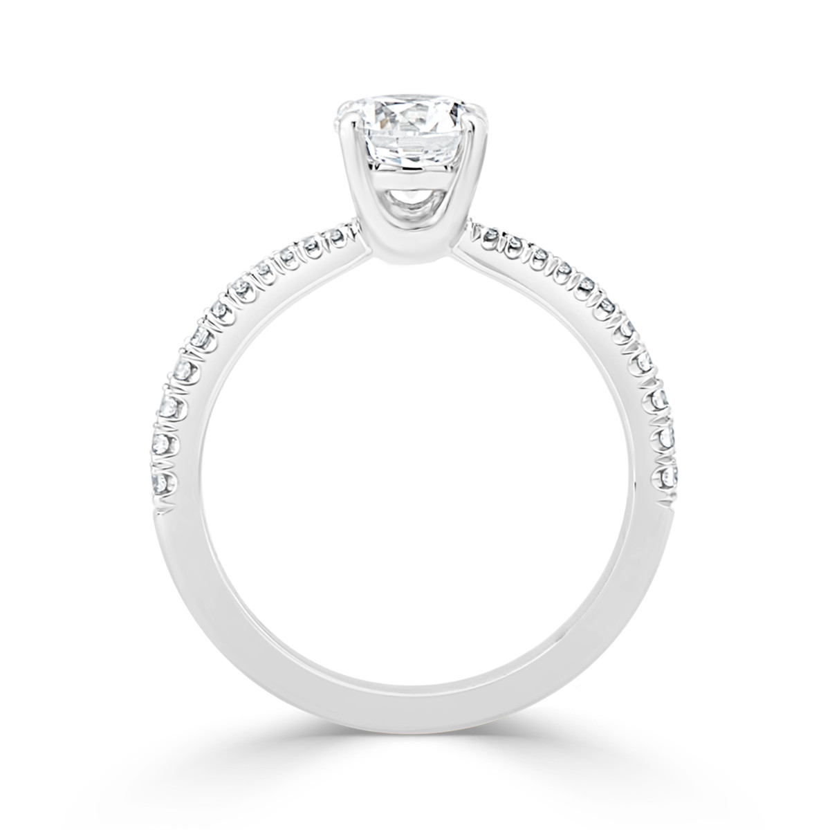 Ladies Floating Cathedral Graduated Pave Set Diamond Engagement