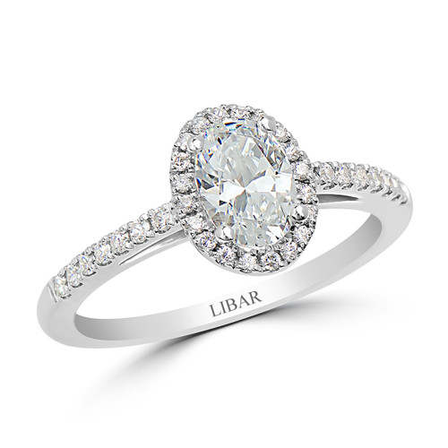 Pave Set Open Gallery Oval Halo Engagement Ring