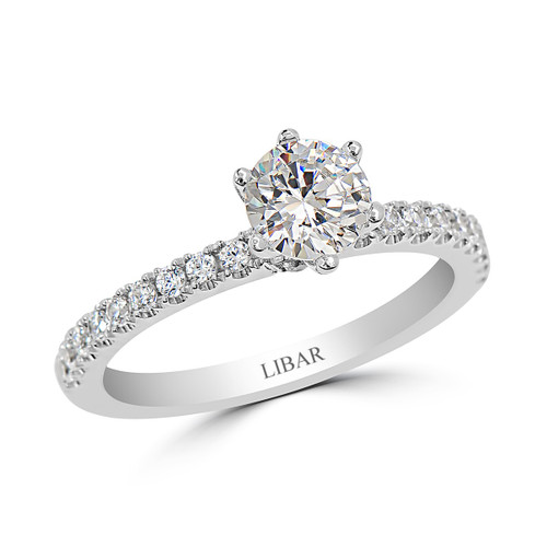 Ladies Crest Collection Six Claw French Pave Engagement Ring