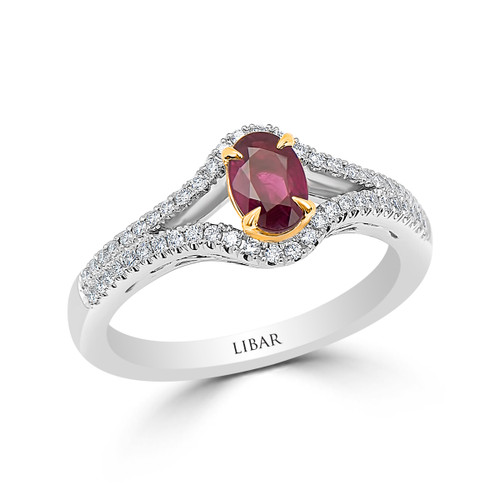 Ruby & Diamond Split Shank Wrapped Lady's Ring