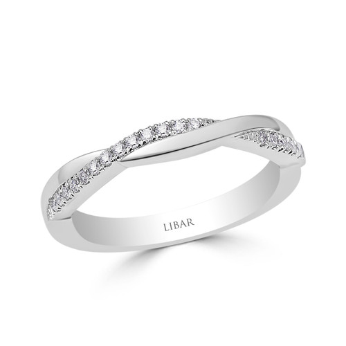 Ladies Crossover French-Pave Diamond Band