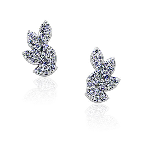 Ladies Leaf Diamond Cluster Earrings