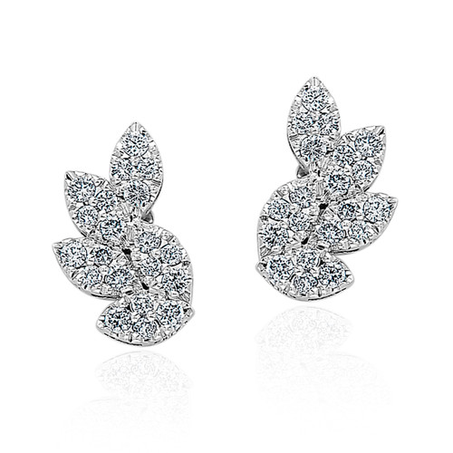 Diamond Cluster Leaf Earrings