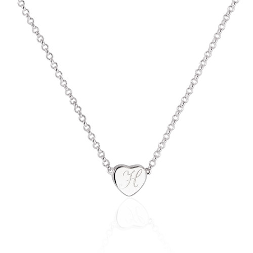 Ladies High Polish Monogram Heart Pendant Necklace