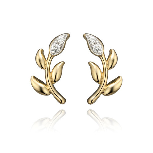 Leaf Motif Diamond Stud Earrings Leaf Motif Diamond Stud Earrings