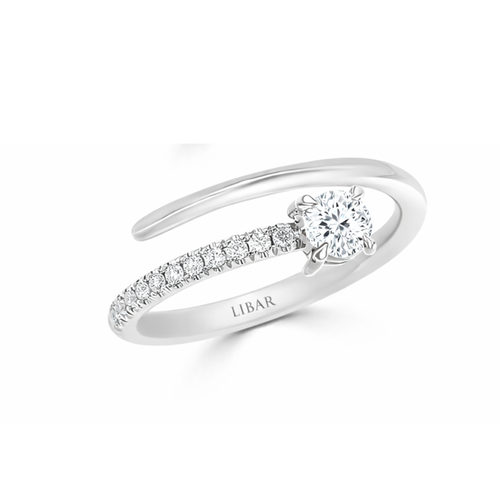 Love Story White Diamond Ladies Bypass  Ring