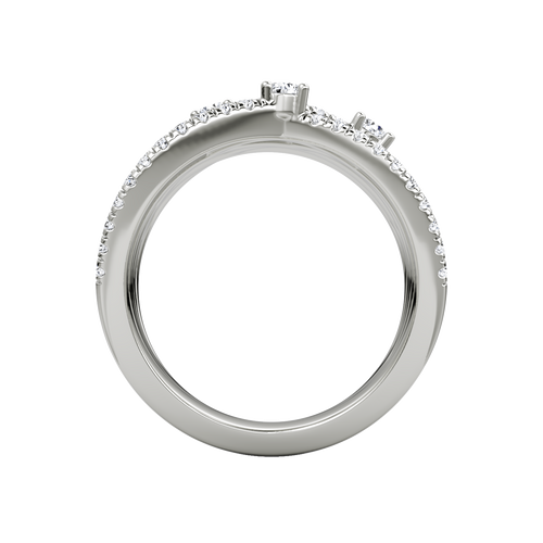 Ladies Multi Row Criss Cross Diamond Ring with Split Shank and Pavé Set Bands