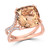 Double Claw Morganite and French Pave Set Diamond Split Shank Ring