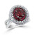 Oval Ruby and Diamond Double Halo Split Shank Ring 